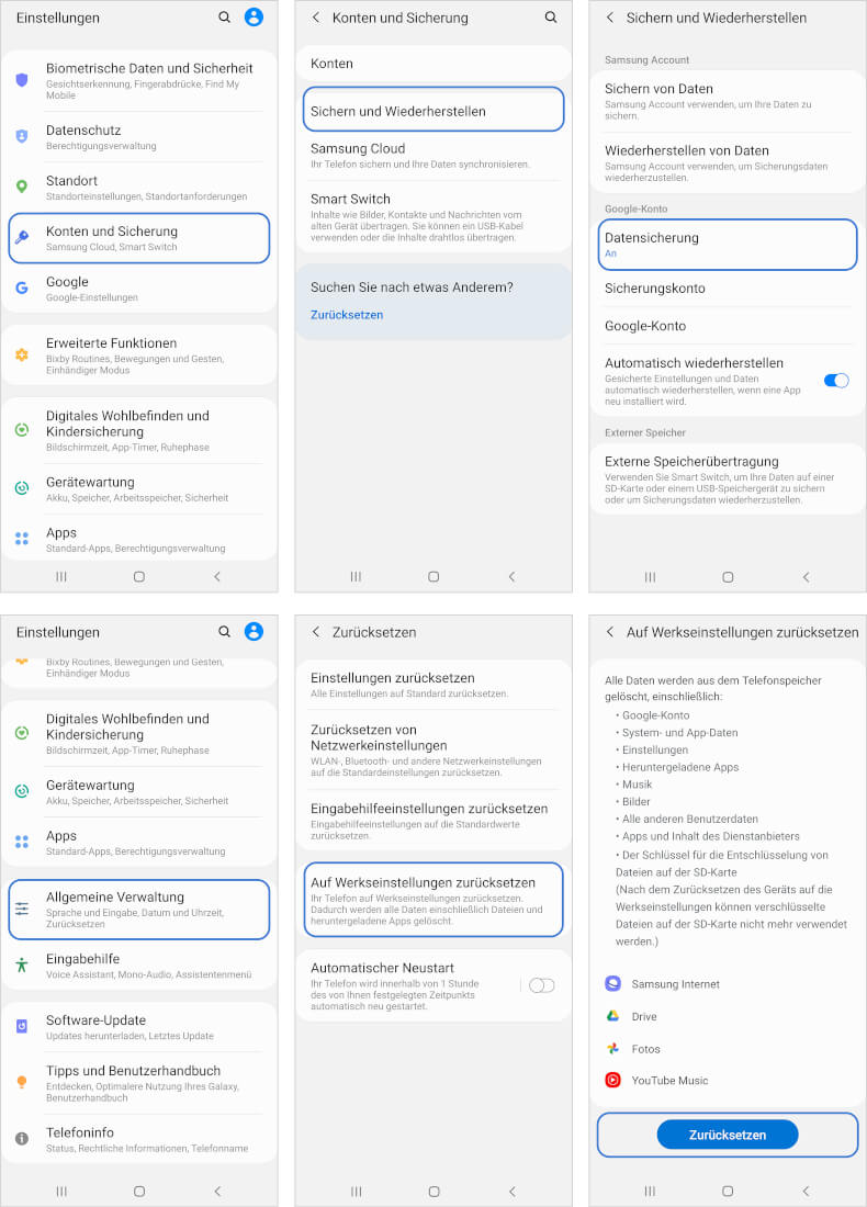 Hard Reset Samsung Ihr Galaxy auf Werkseinstellungen zurücksetzen